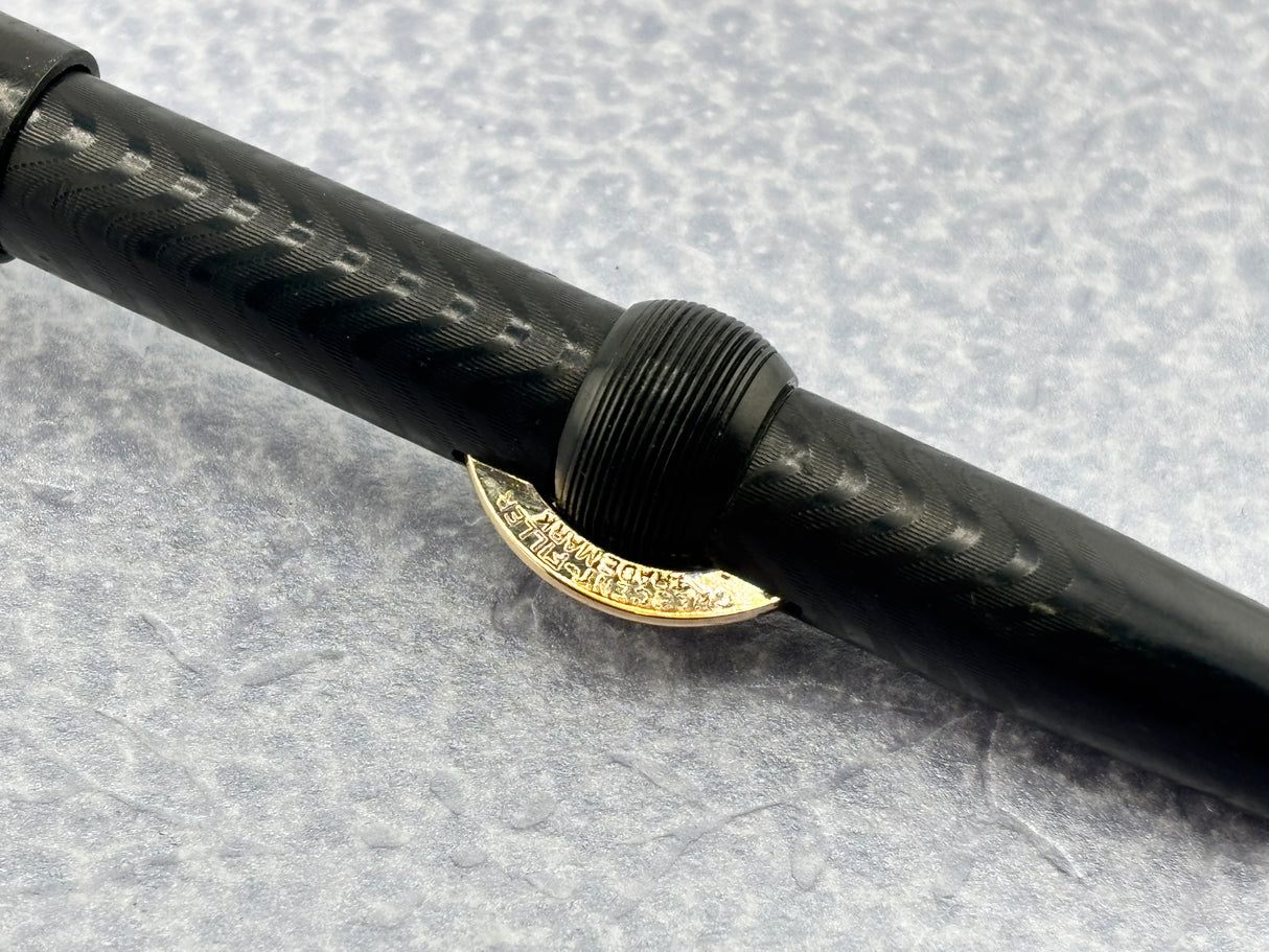Conklin Toledo #30  Black chased Hard Rubber Crescent-Fill Fountain Pen