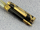 Parker # 15 Gold filled filigree with Fluted mother-of-pearl slabs eyedropper-fill Fountain Pen ca 1910-15