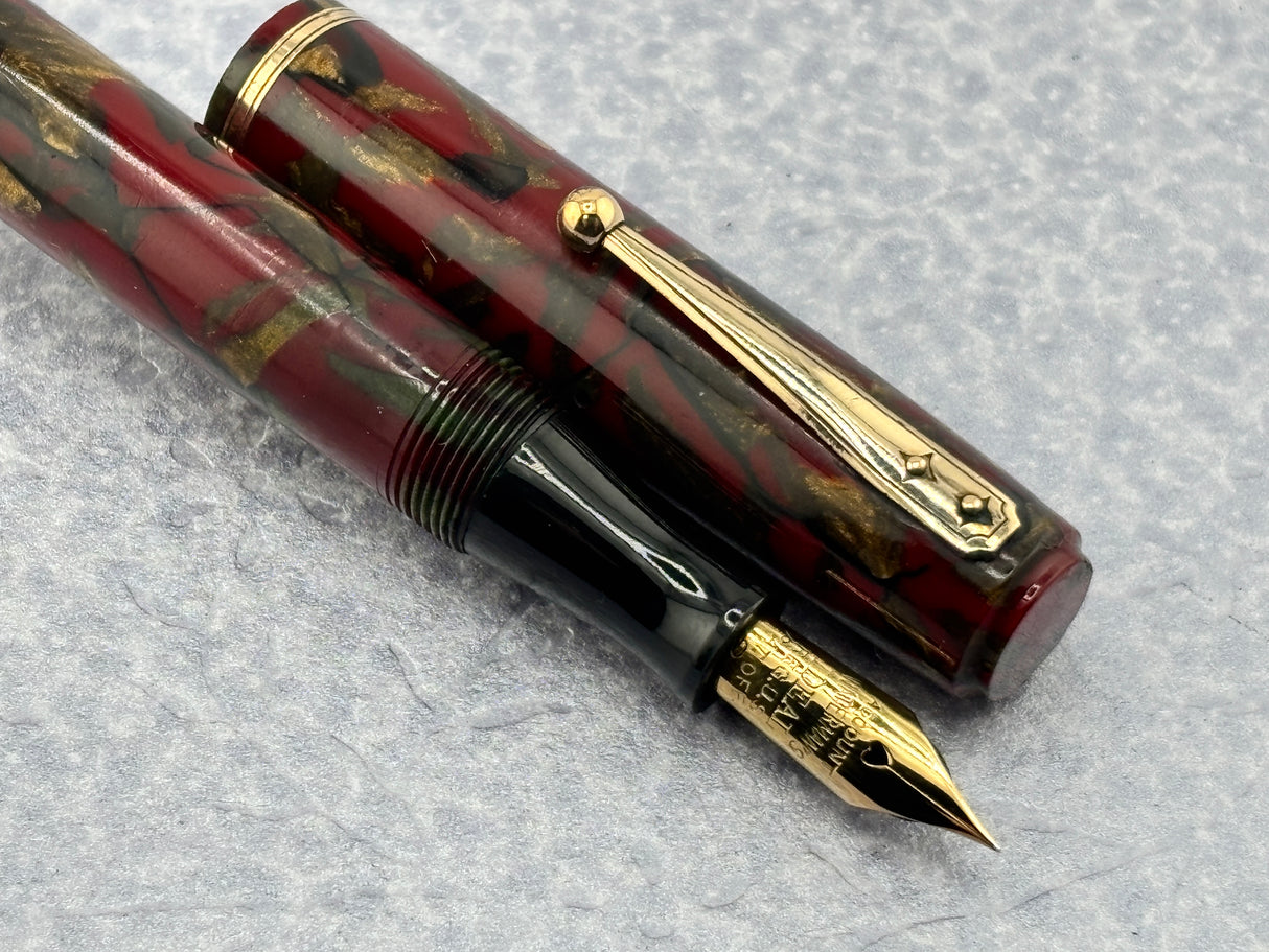 Waterman # 92 Red wine & Gold Marble  - Fountain Pen