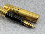 Waterman Gold-Filled # 0512 1/2 VPSF (Vest Pocket Self Filler) Gothic Overlay Ring Top  Fountain Pen  with Scarce Second Cap to Protect One's Clothing