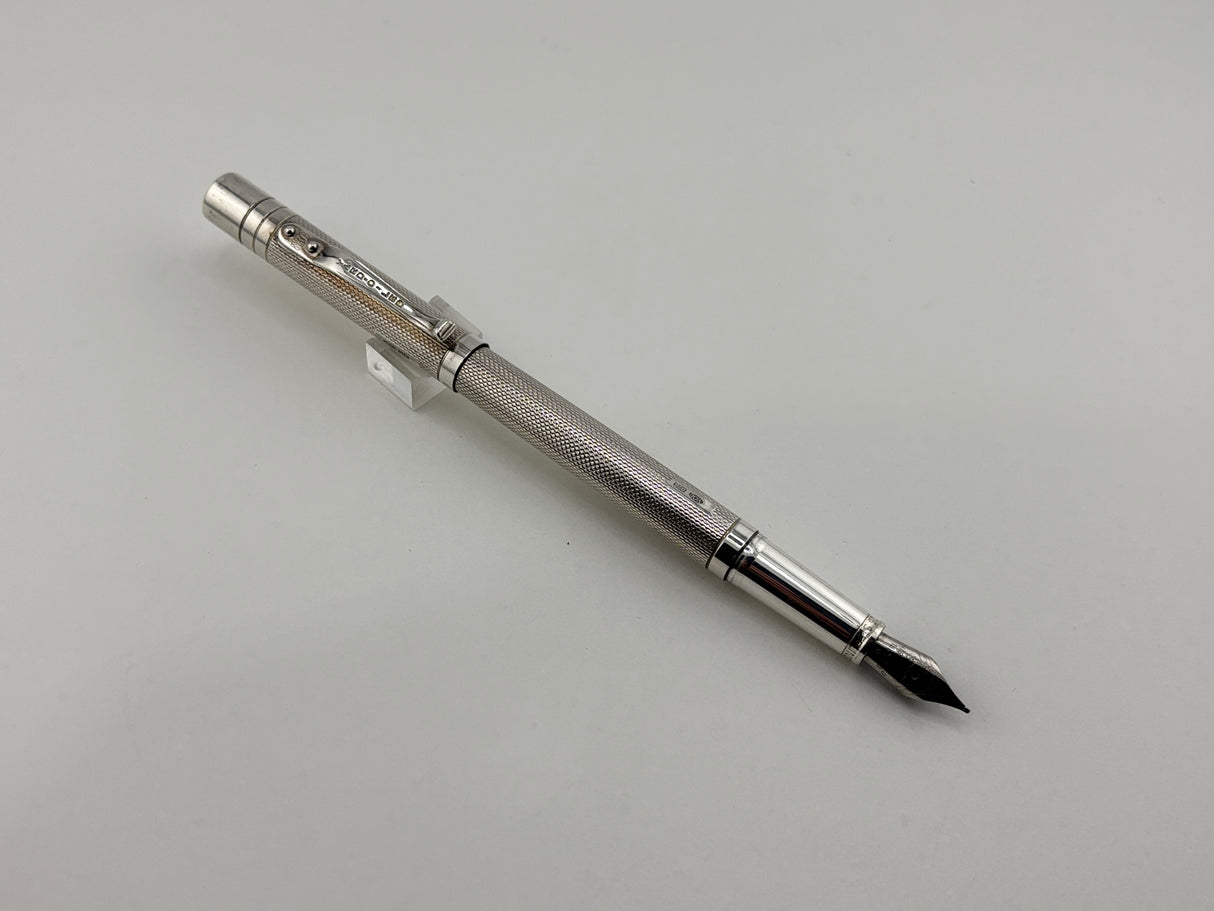 Yard O Led Viceroy Standard Barley  Sterling Silver .925 Fountain Pen - Medium 18kt Gold Nib