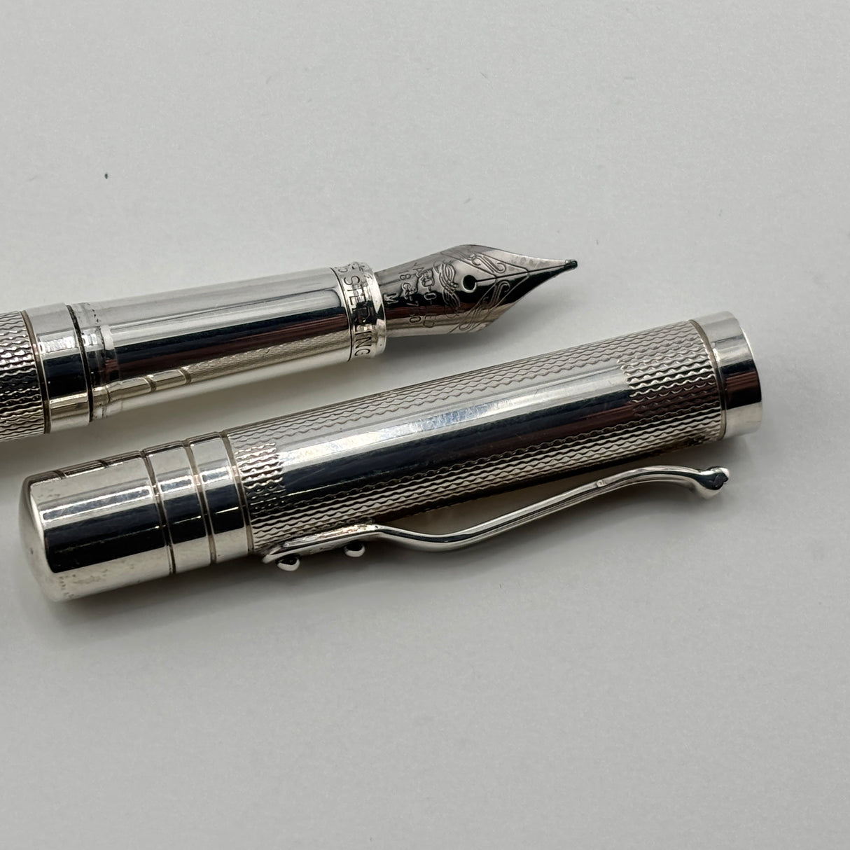 Yard O Led Viceroy Standard Barley  Sterling Silver .925 Fountain Pen - Medium 18kt Gold Nib
