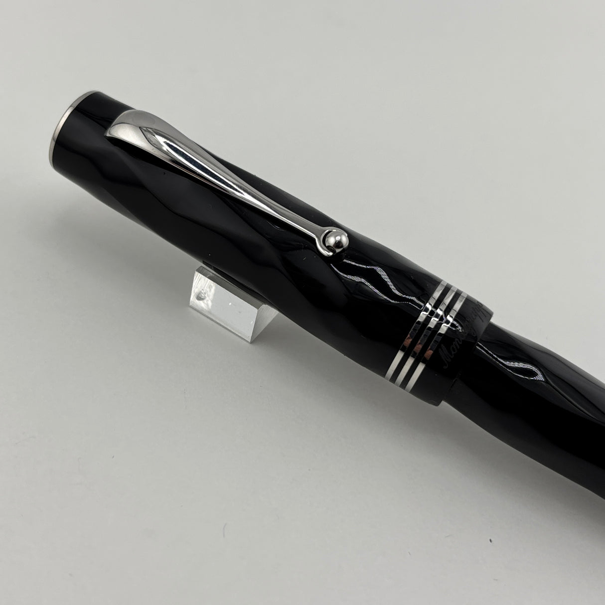 Montegrappa Black - Triple Cap Bands Fountain Pen - ROLLER BALL