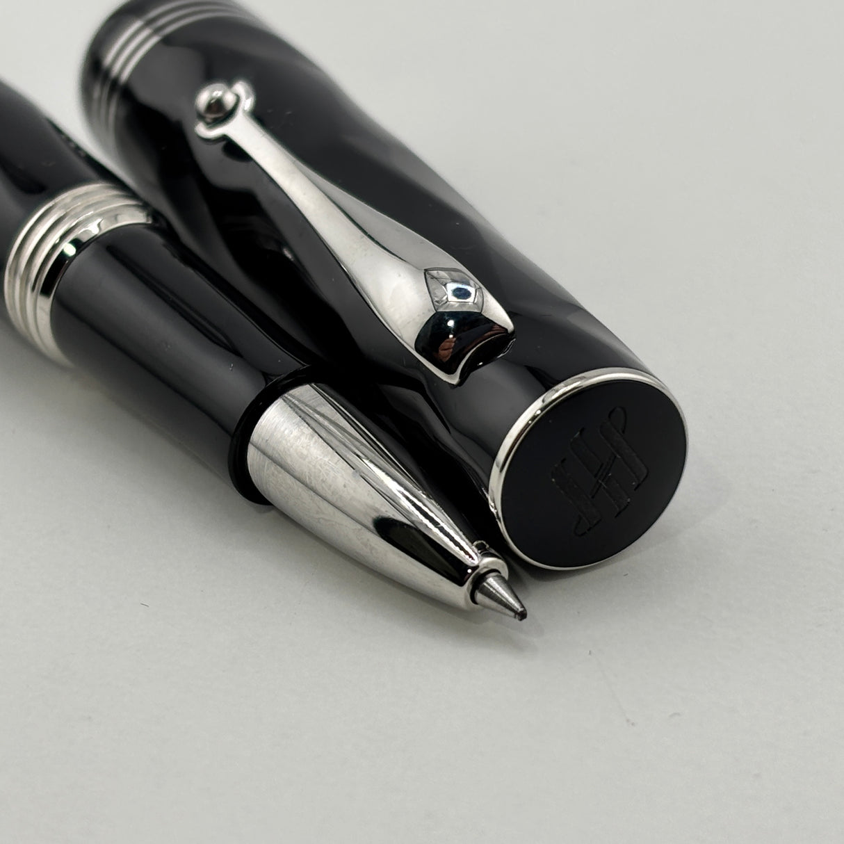 Montegrappa Black - Triple Cap Bands Fountain Pen - ROLLER BALL