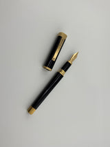 Montegrappa Zero Black Squared / Brushed Gold-Plated Trim Fountain Pen - Fine 14kt Gold Nib