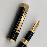Montegrappa Zero Black Squared / Brushed Gold-Plated Trim Fountain Pen - Fine 14kt Gold Nib