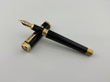 Montegrappa Zero Black Squared / Brushed Gold-Plated Trim Fountain Pen - Fine 14kt Gold Nib
