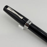 Montegrappa Black - Engraved Lines Clip Fountain Pen - Medium Stainless Steel Nib