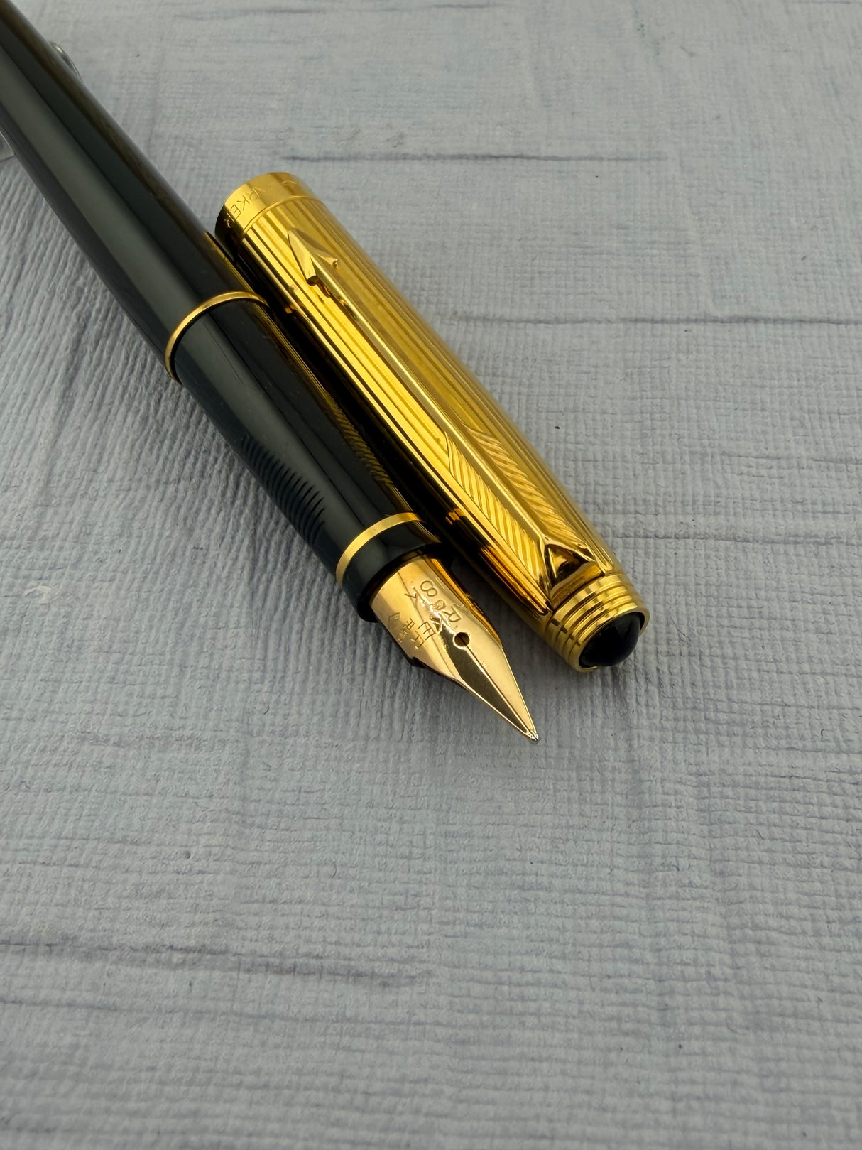 Parker 75 Black Lacquer French Marker 18K750 Gold nib " New old stock " - Fountain Pen
