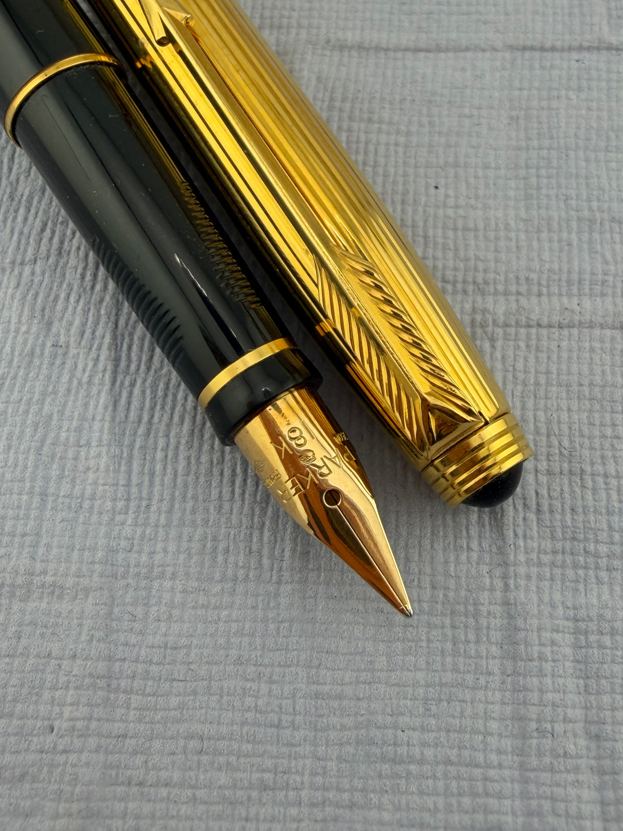 Parker 75 Black Lacquer French Marker 18K750 Gold nib " New old stock " - Fountain Pen