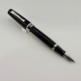 Montegrappa Black - Engraved Lines Clip Fountain Pen - Medium Stainless Steel Nib