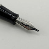 Montegrappa Black - Engraved Lines Clip Fountain Pen - Medium Stainless Steel Nib