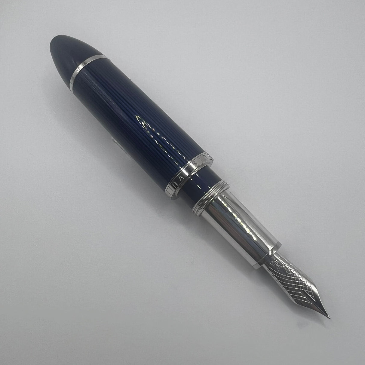 Louis Vuitton Blue Striped Lacquered Cargo Fountain Pen - Fine 18kt Gold Nib - RARE!