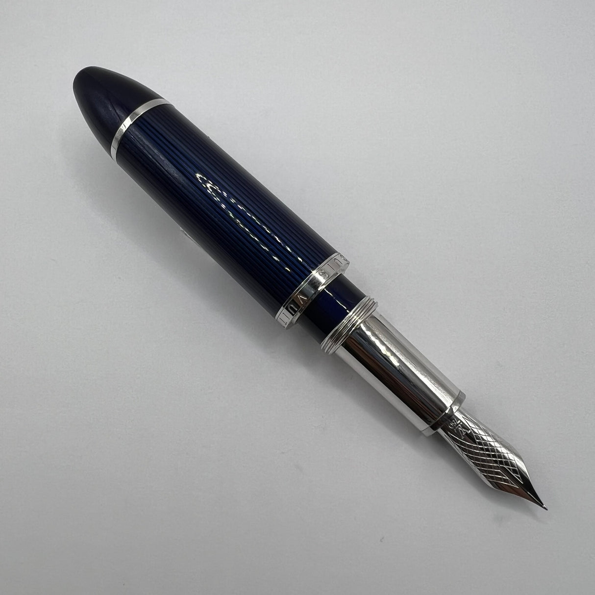 Louis Vuitton Blue Striped Lacquered Cargo Fountain Pen - Fine 18kt Gold Nib - RARE!