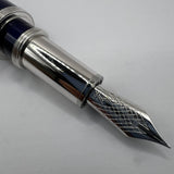 Louis Vuitton Blue Striped Lacquered Cargo Fountain Pen - Fine 18kt Gold Nib - RARE!