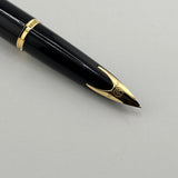 Waterman Carene Deluxe Black Barrel/Gold-Plated Wave Design Cap Fountain  Pen  - Fine 18 Kt Gold Nib