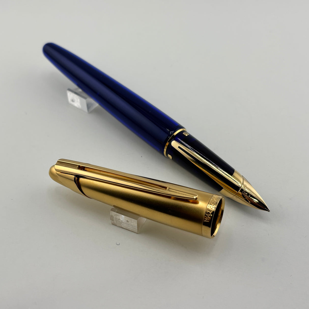Waterman Edson Blue Translucent Fountain Pen  - Medium 18 Kt Gold Nib