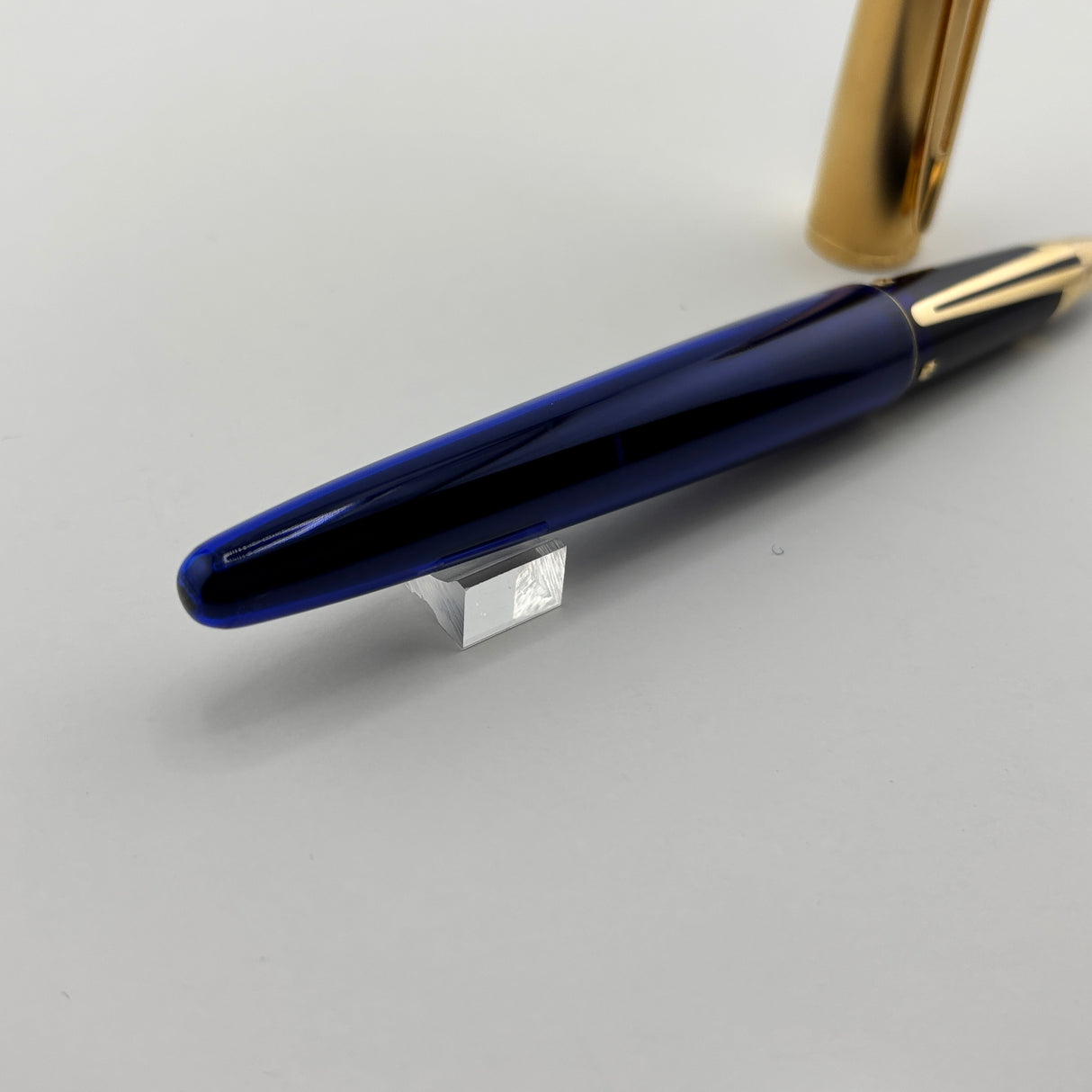 Waterman Edson Blue Translucent Fountain Pen  - Medium 18 Kt Gold Nib