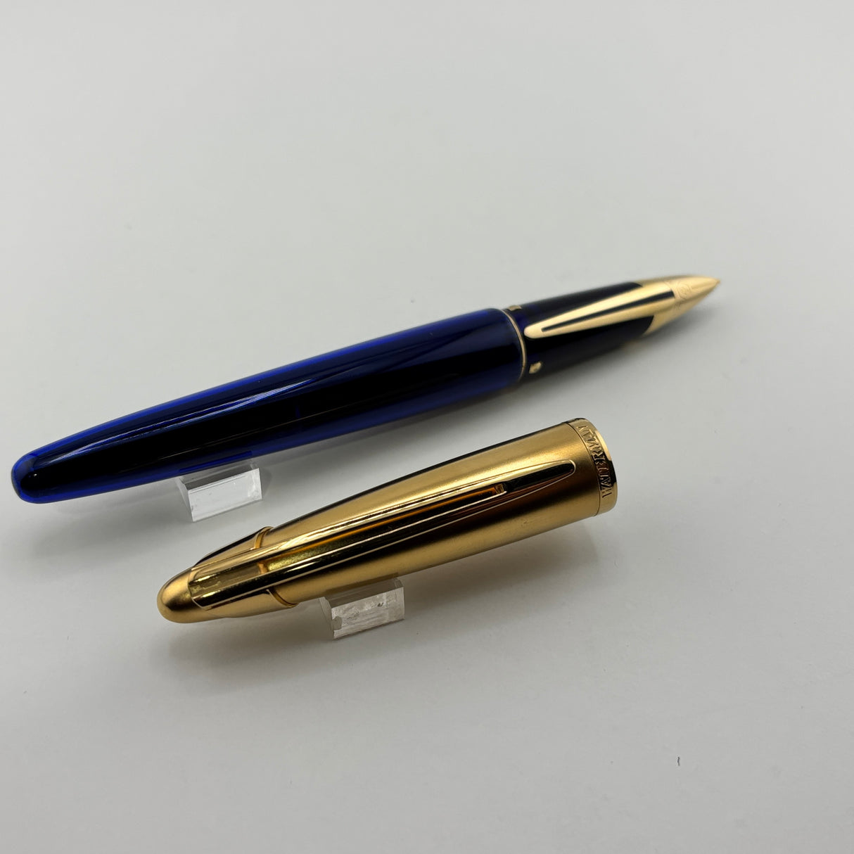 Waterman Edson Blue Translucent Fountain Pen  - Medium 18 Kt Gold Nib