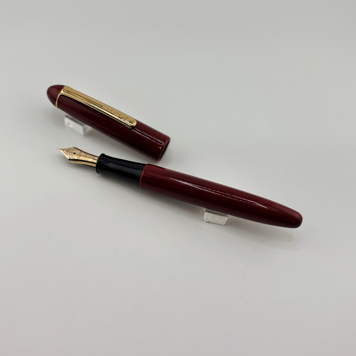 Platinum  Rare Red Urushi Aka-Tamenuri Fountain Pen   - Fine 18 Kt Gold Nib