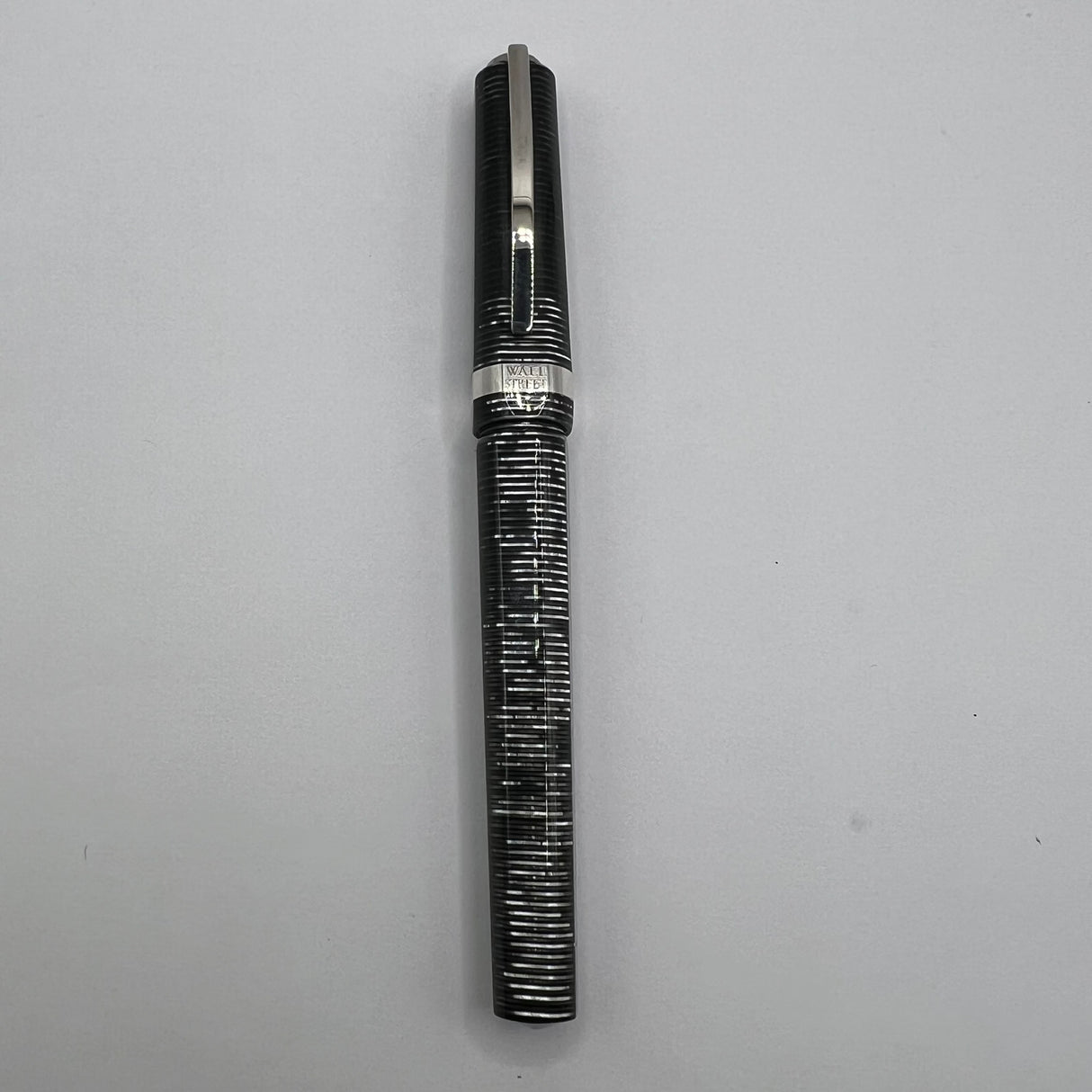 Visconti Wall Street Glittering Silver Celluloid Fountain Pen  - Fine 14kt Gold Nib