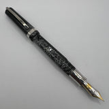 Visconti Wall Street Glittering Silver Celluloid Fountain Pen  - Fine 14kt Gold Nib