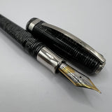 Visconti Wall Street Glittering Silver Celluloid Fountain Pen  - Fine 14kt Gold Nib