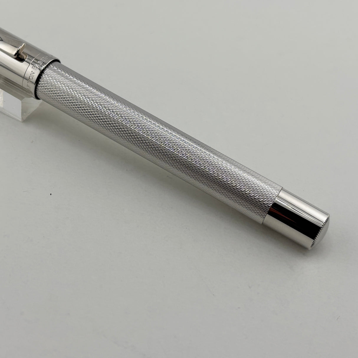 Graf von Faber Castell Guilloche Barleycorn  Fountain Pen - Rhodium Plated - Fine 18kt Gold Nib