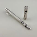Graf von Faber Castell Guilloche Barleycorn  Fountain Pen - Rhodium Plated - Fine 18kt Gold Nib