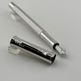 Graf von Faber Castell Guilloche Barleycorn  Fountain Pen - Rhodium Plated - Fine 18kt Gold Nib
