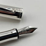 Graf von Faber Castell Guilloche Barleycorn  Fountain Pen - Rhodium Plated - Fine 18kt Gold Nib