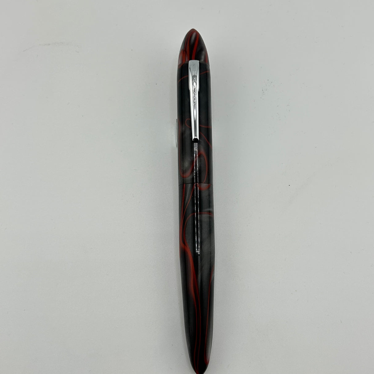 Ranga India Torpedo Grey swirl red marble  - Fountain Pen