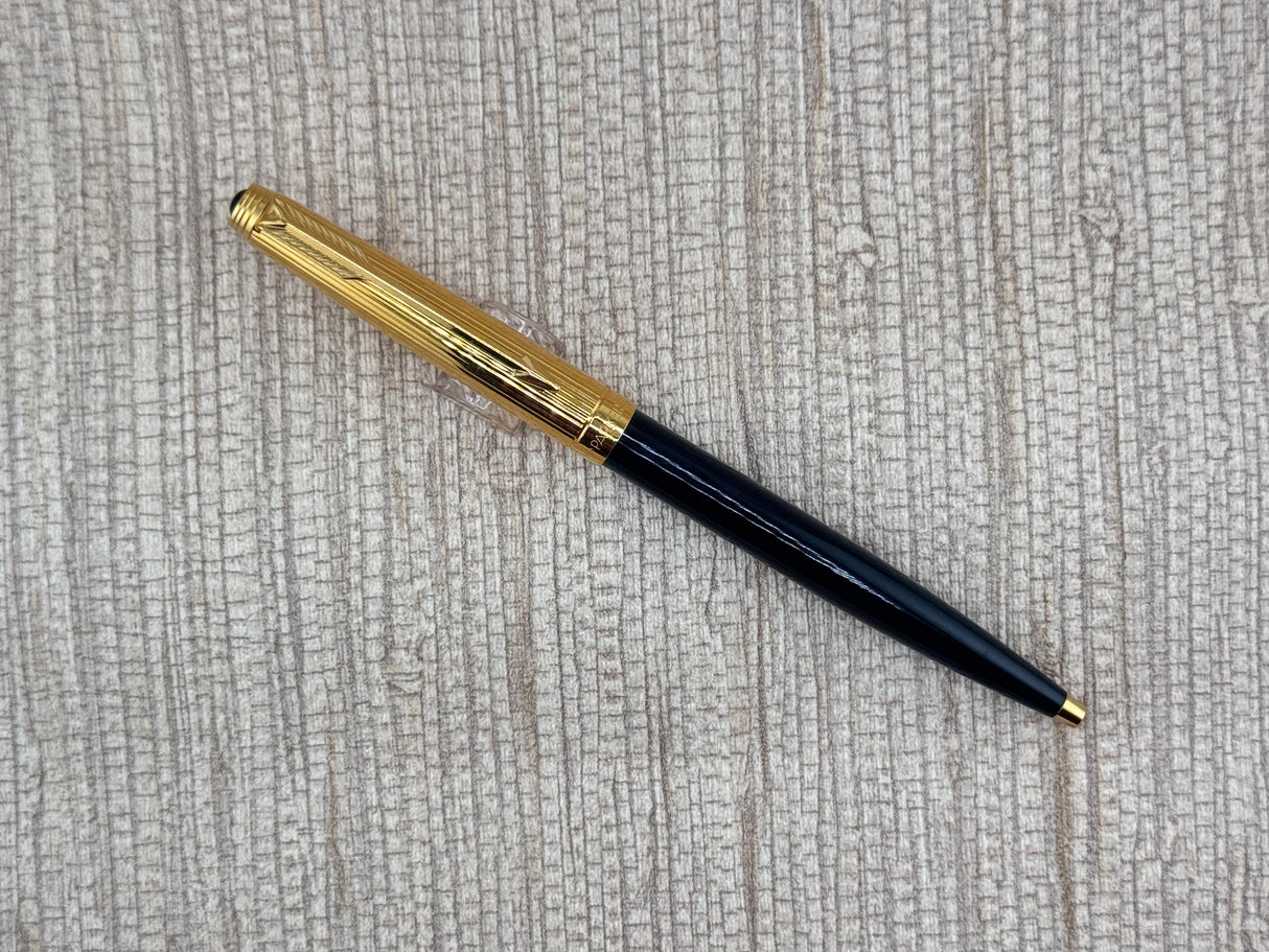 Parker 75  Black and Gold  cap fluted - Ball Pen