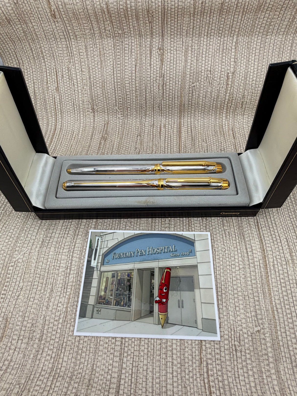 Elysee Finesse Bi-Color Silver & Gold Plated Set - Ballpoint Pen and Rollerball Pen