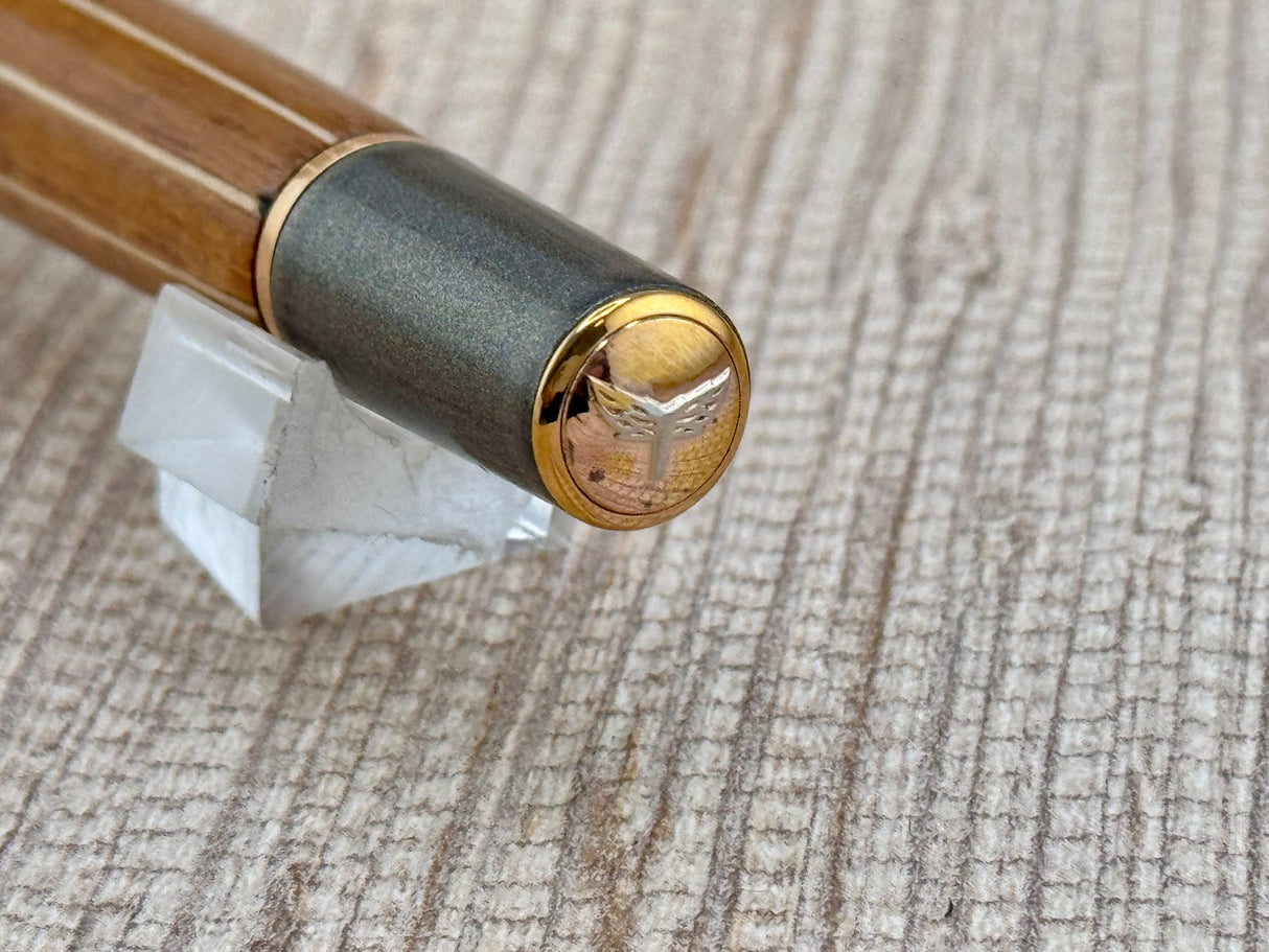 Tibaldi For Riva Limited Edition Roman Bronze Fountain Pen - Made of the same inlaid wood as the Riva Yacht maker - Medium 18kt Gold Nib