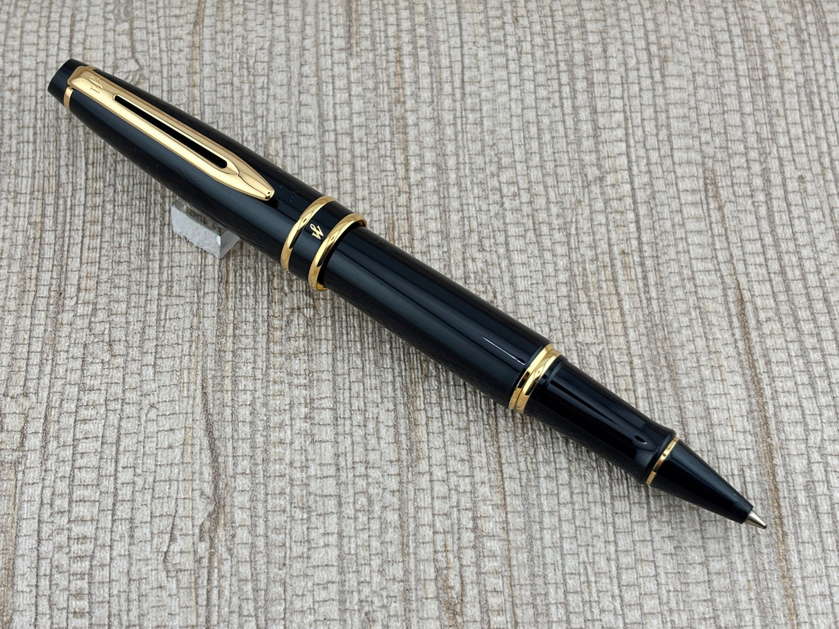 Waterman Expert Black Gold Trim  - Rollerball Pen