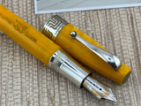 Montegrappa Extra Lustrous Yellow Celluloid  Large Gold Nib #8 Fountain Pen - Fine 18kt Gold Nib