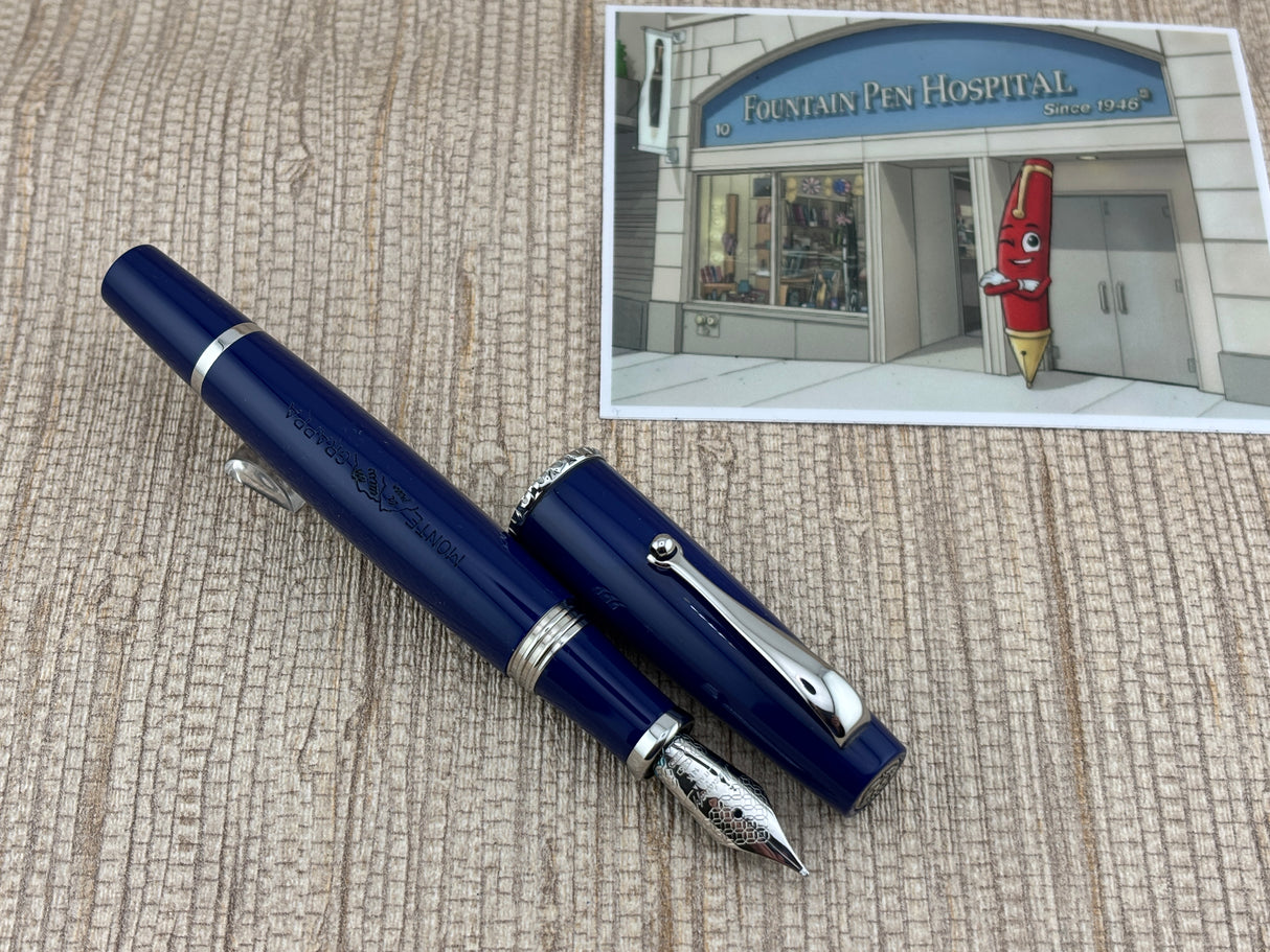 Montegrappa "Monte Grappa" Blue Gold  Fountain Pen - Broad 14kt Gold Nib