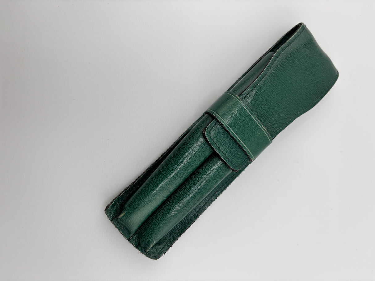 Fahrneys leather Green pen pouch