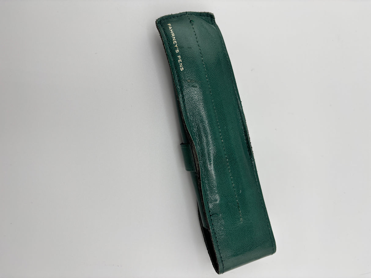 Fahrneys leather Green pen pouch