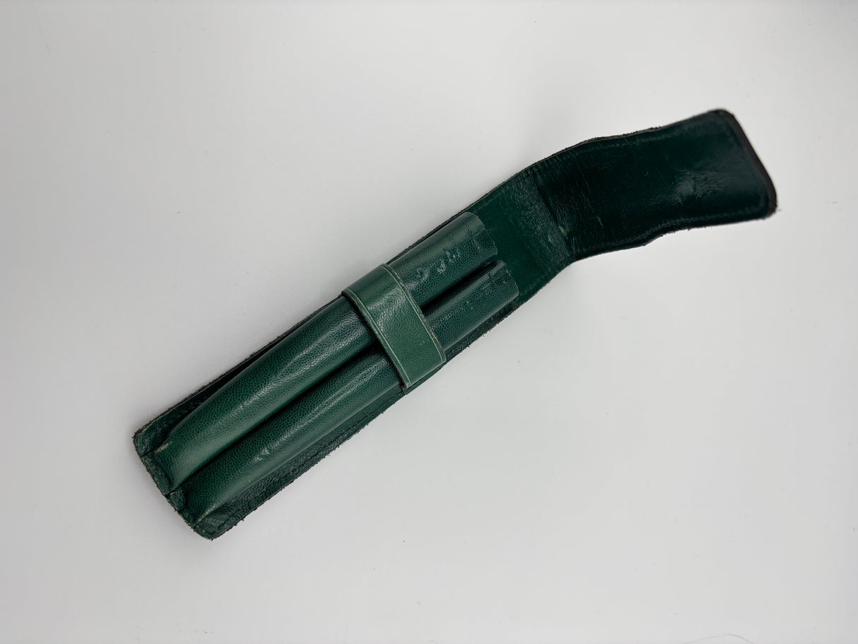 Fahrneys leather Green pen pouch