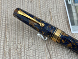 The Original Omas Paragon Celluloid Facetted Blue Saffron (aka Senappe) Mint Fountain Pen (1997) - Medium 18kt Gold Nib