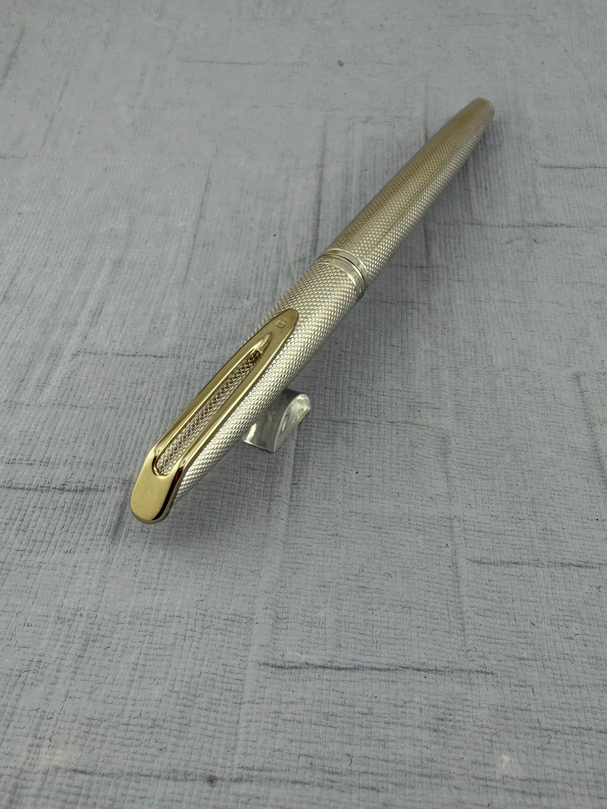 Waterman CF Full Sterling Silver 925 Barleycorn Made in France 18k Gold Nib - Fountain Pen