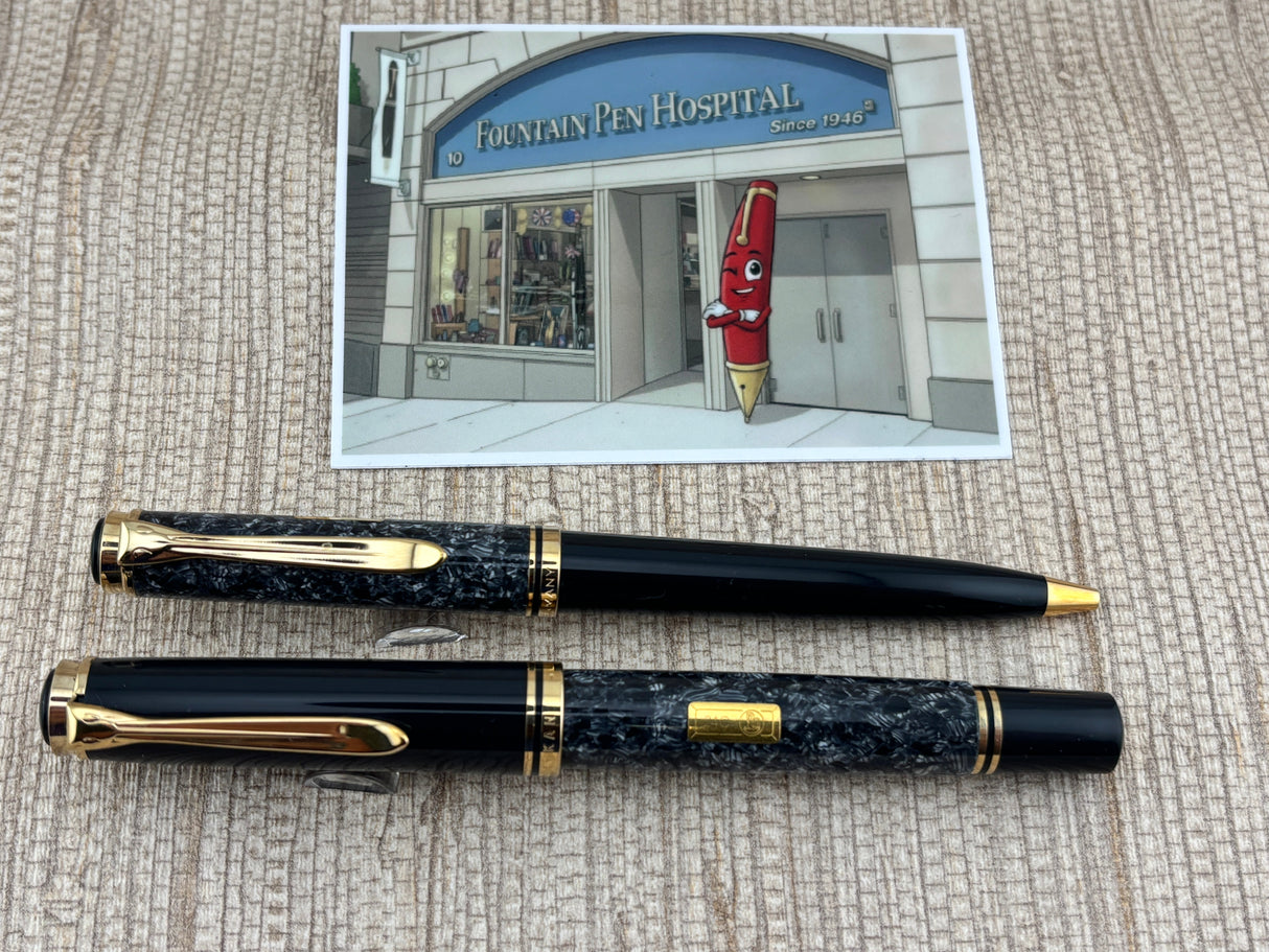 Pelikan Wall Street Set  #0164/4500 Fountain Pen and Ballpoint Pen - Oblique 18kt Gold Nib For Right-Handed Writers