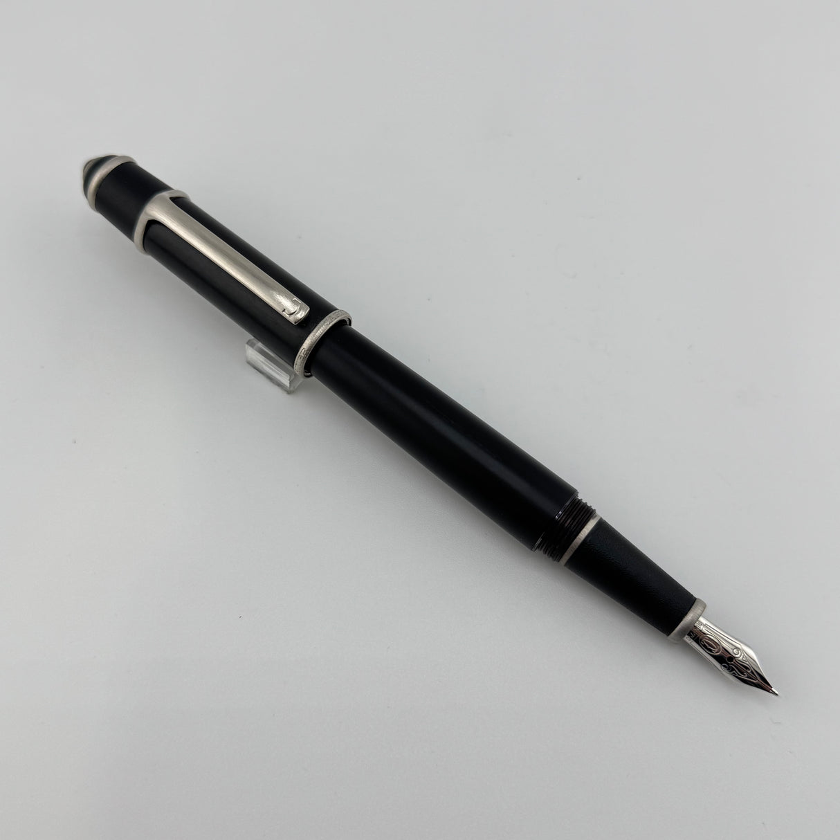 Cartier Diabolo Largest size Black matte Lacquer Silver Matte trim  - Fountain Pen
