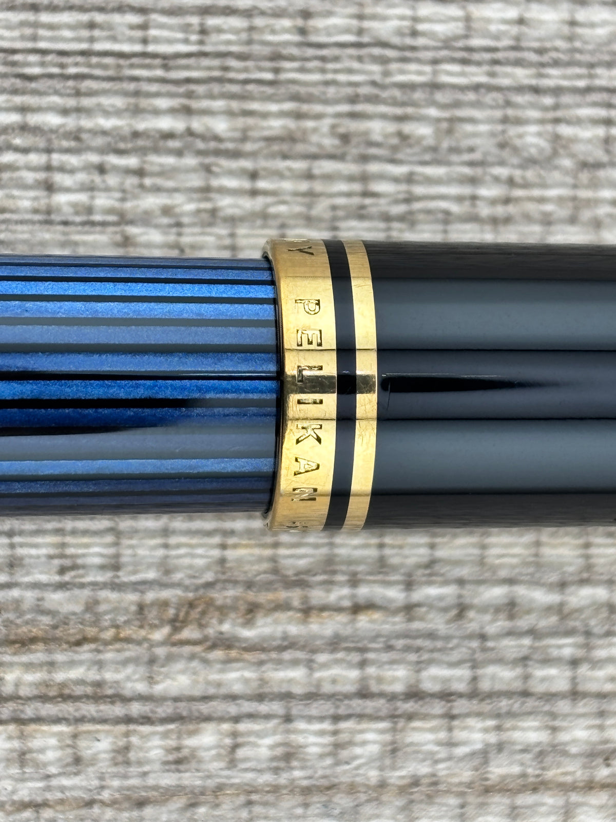 Pelikan M800 Blue Striped Barrel/Black Cap  Fountain Pen - Medium 18kt Gold Nib