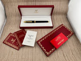Cartier Louis Cartier Black Godron Fluted Fountain Pen - Medium 18kt Gold Nib