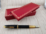 Cartier Louis Cartier Black Godron Fluted Fountain Pen - Medium 18kt Gold Nib