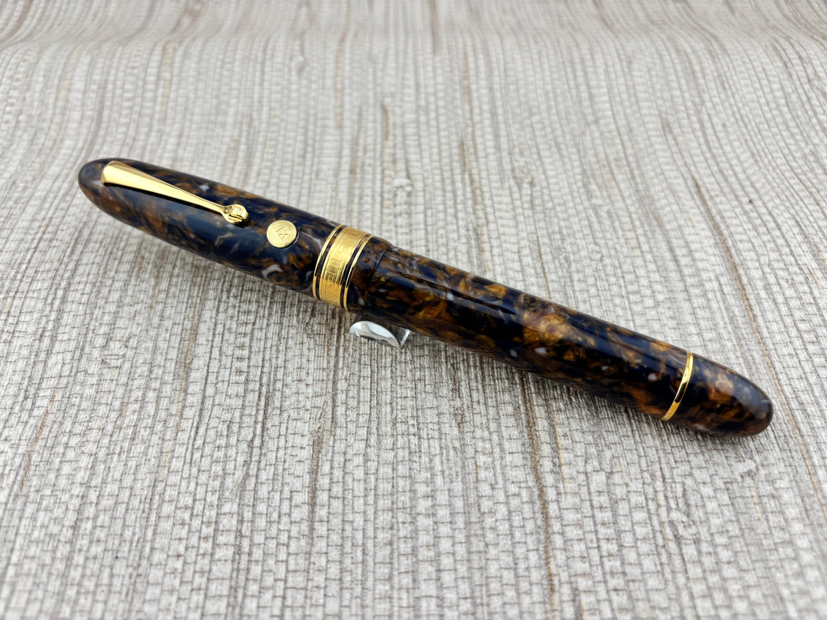 ASC Armando Simoni Club Ogiva Extra Blue Saffron Celluloid Special  Edition  Fountain Pen - Medium 18kt Gold Nib