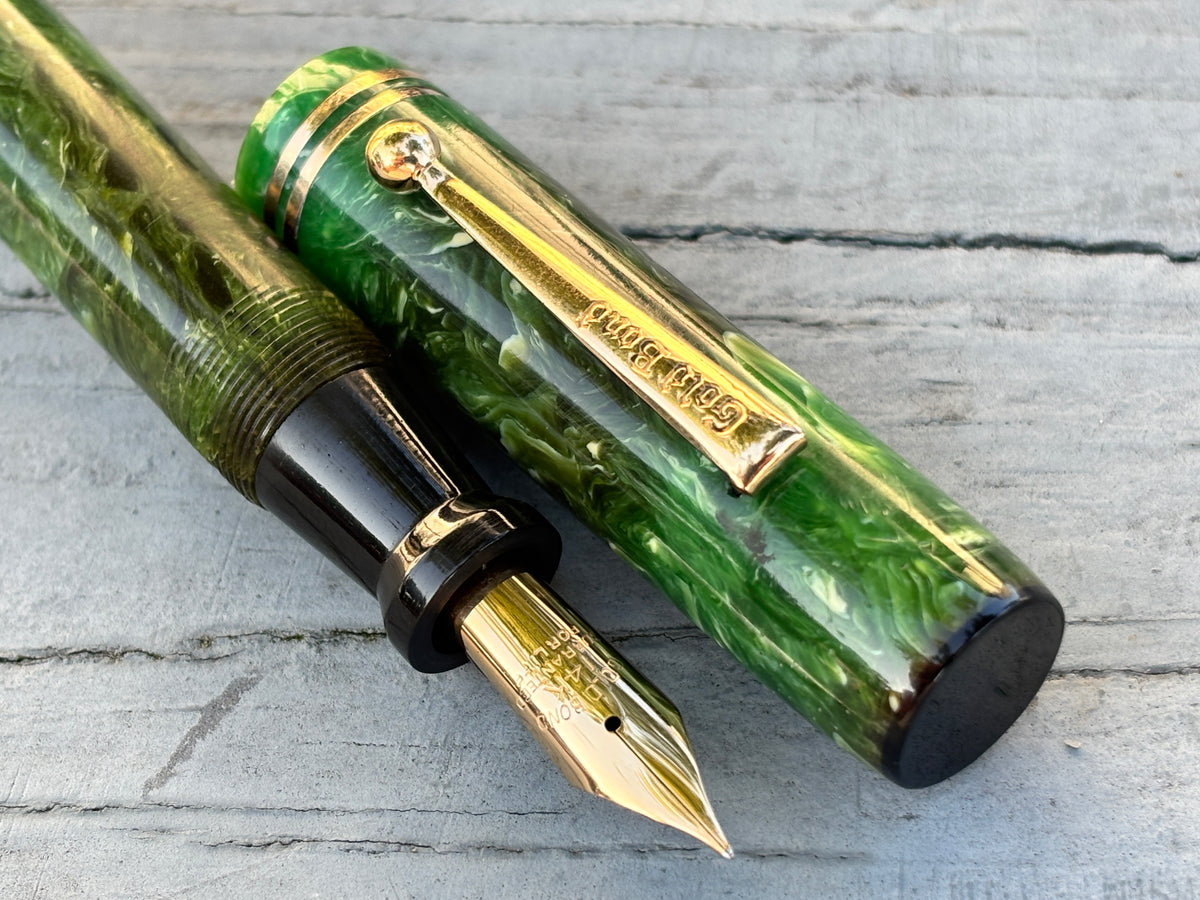 Gold Bond Green jade Stonite  - Fountain Pen